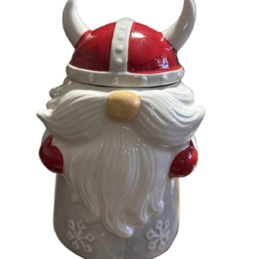 Viking Santa gnome Holiday Cookie Jar - Red and White - Picture 6 of 7
